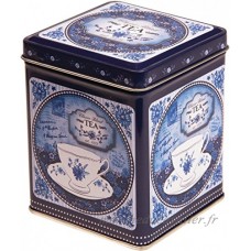 Chine classique Bleu – Mélange De Style Vintage Rétro Couvercle à charnière carré Boîte à thé 100 g/Cuisine Boîte de rangement – Bleu et Blanc – 9 5 cm - B01DKRCHFU